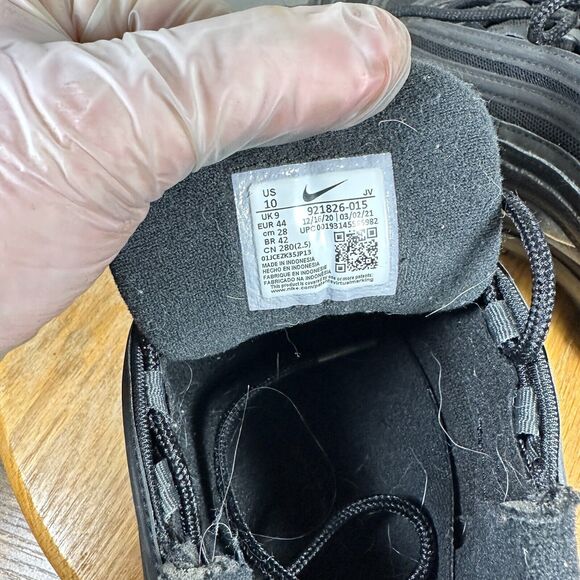 Nike Air Max 97 Terry Cloth Mens Size 10 Black Athletic‎ Shoes 921826-015 - Picture 8 of 8